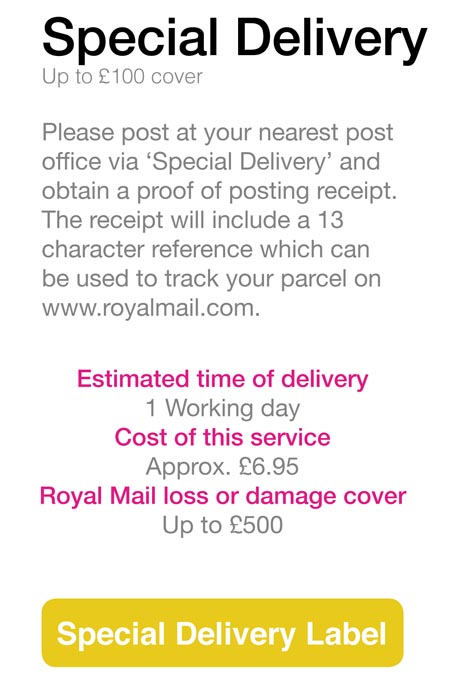 Special delivery label
